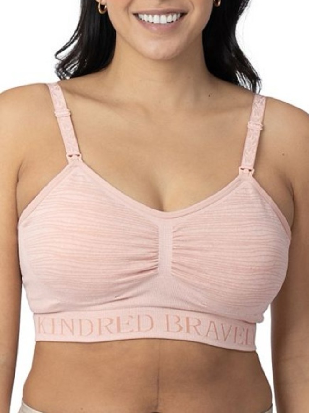 Kindred Bravely Blush Pink Maternity & Nursing hands free seamless Bra sz medium